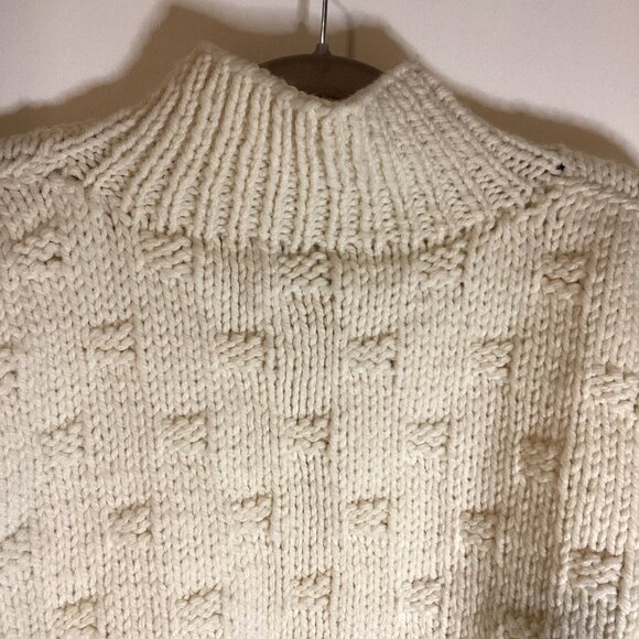 Handmade Hand Knitted Chunky Warm Thick Sweater Fishermen Turtleneck Oversized - Picture 7 of 8